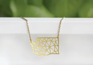 Washington State Geometric Necklace | Brass