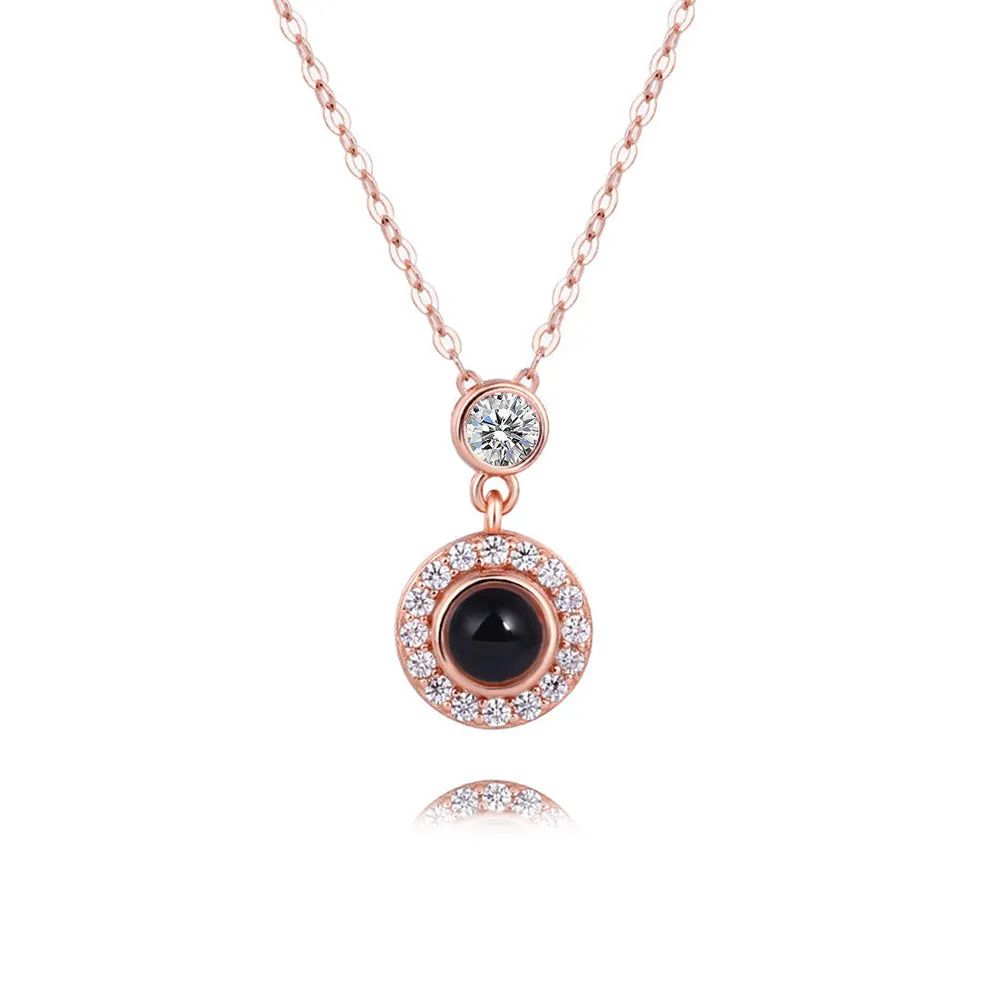 Water Drop Double Circle Projection Necklace For Women Necklace With Picture Inside