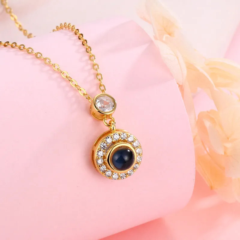 Water Drop Double Circle Projection Necklace For Women Necklace With Picture Inside