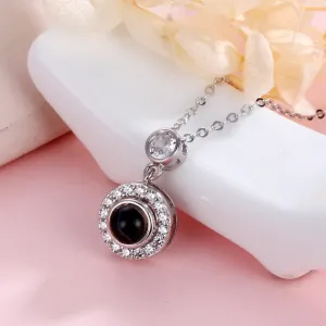 Water Drop Double Circle Projection Necklace For Women Necklace With Picture Inside