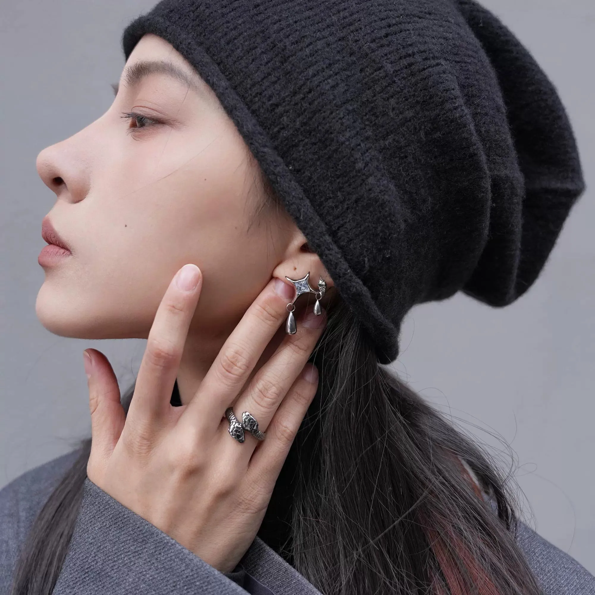 Water Drop Star Tassel Stud Earrings