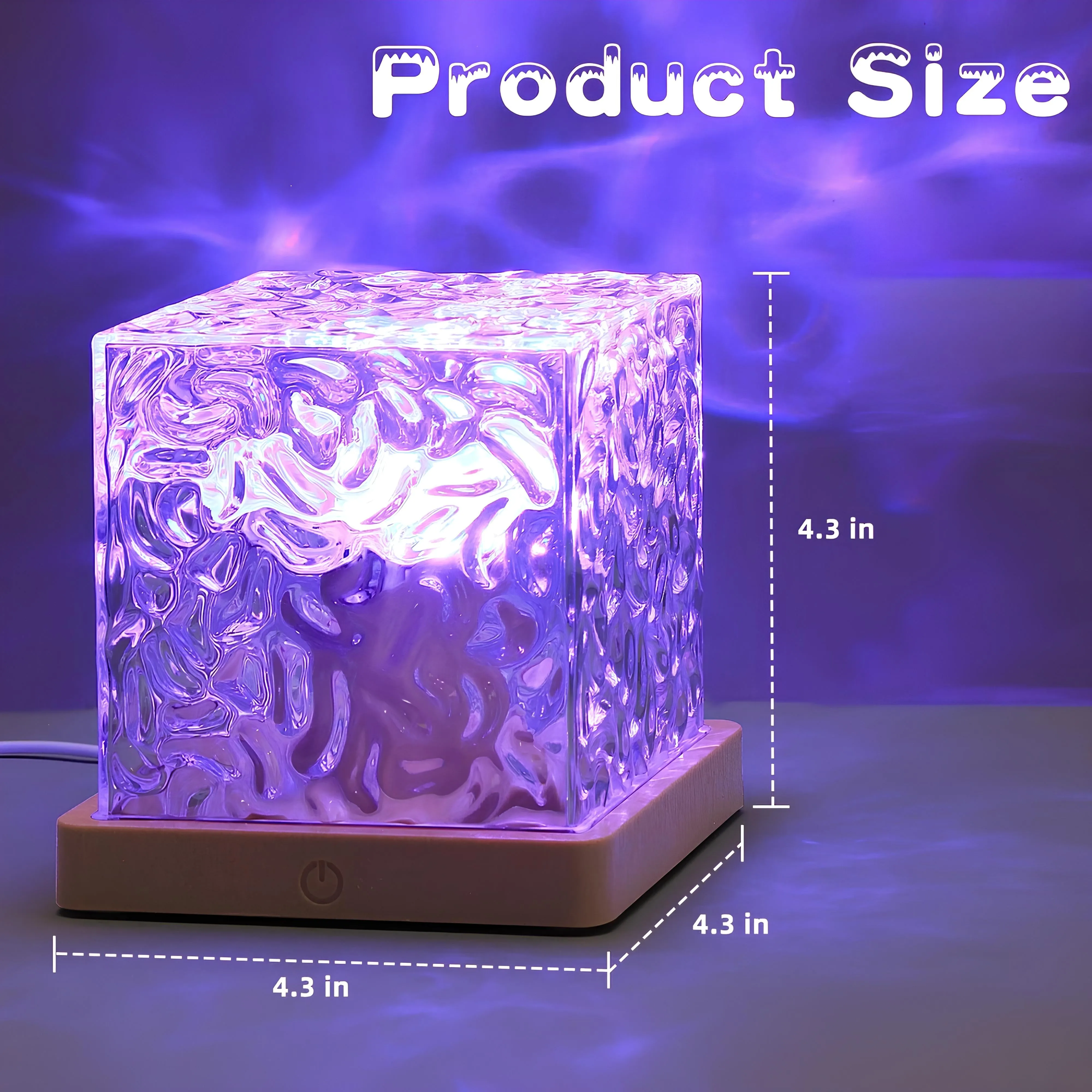 Water Ripples Projector Lamp – Ocean Wave Nightlight with 16 Colors and Rotating Flame Effect