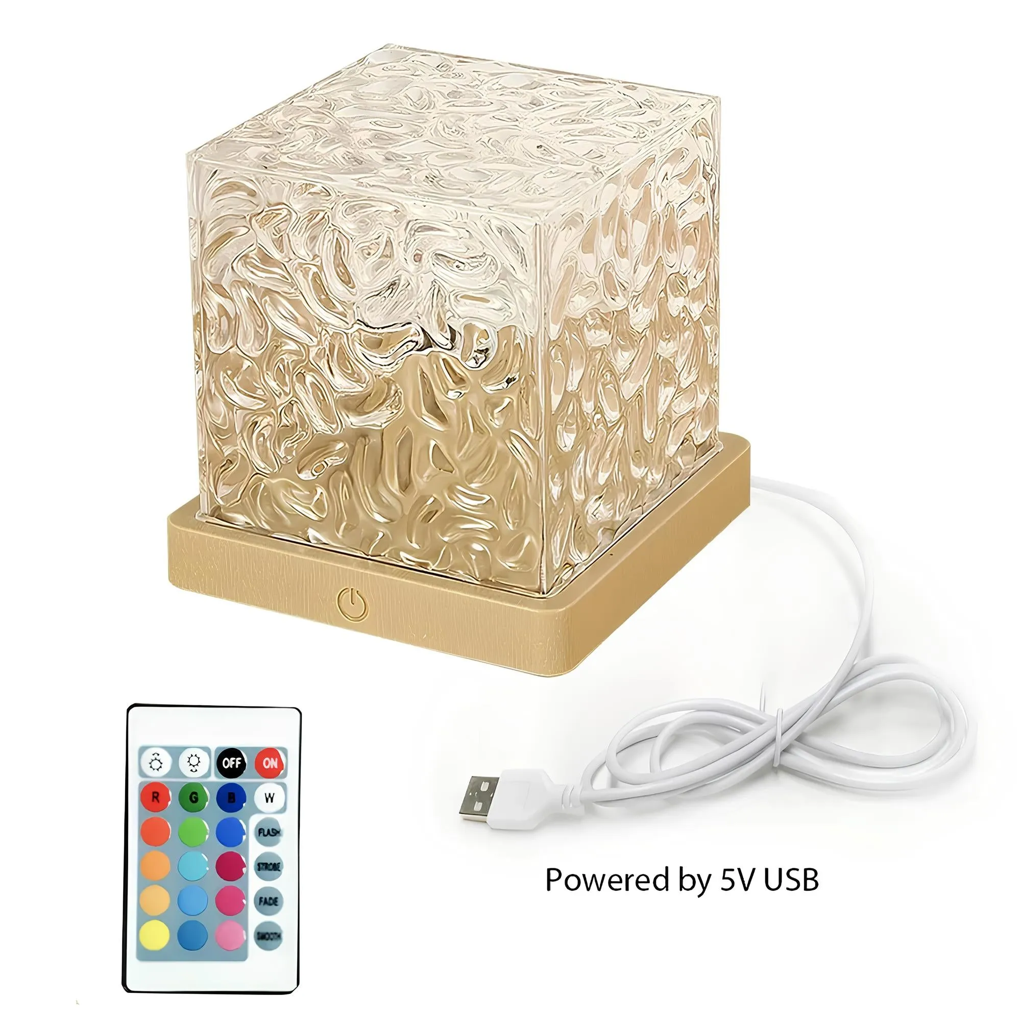 Water Ripples Projector Lamp – Ocean Wave Nightlight with 16 Colors and Rotating Flame Effect