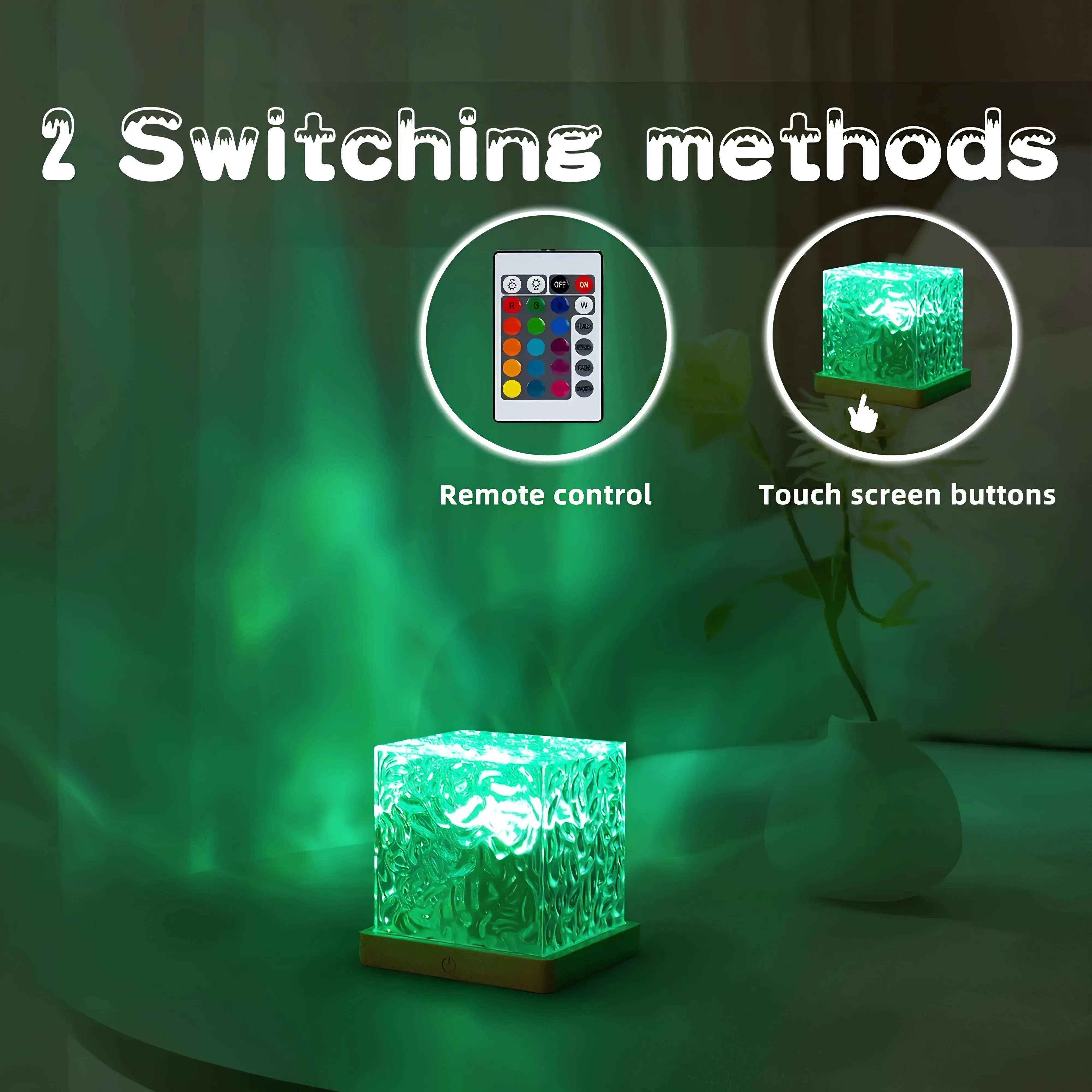 Water Ripples Projector Lamp – Ocean Wave Nightlight with 16 Colors and Rotating Flame Effect