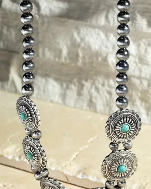 WESTERN NATURAL STONE CONCHO NECKLACE