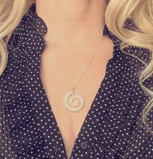 Whirlwind Necklace, silver spiral pendant, princess crown wire, swirl necklace, silver filigree pendant, fancy coil, delicate thin chain