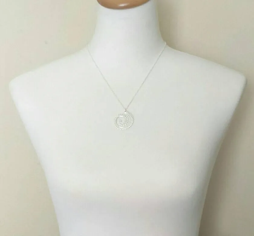 Whirlwind Necklace, silver spiral pendant, princess crown wire, swirl necklace, silver filigree pendant, fancy coil, delicate thin chain