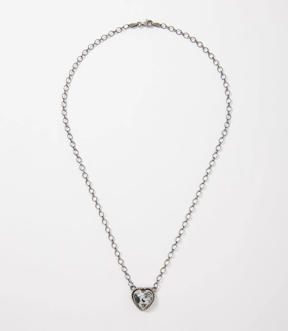 White Buffalo Heart Pendant Necklace