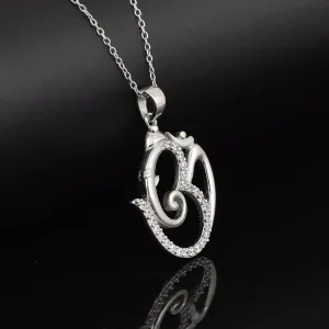 White CZ 925 Sterling Silver Indian God Om Shiva Traditional Religious Pendant