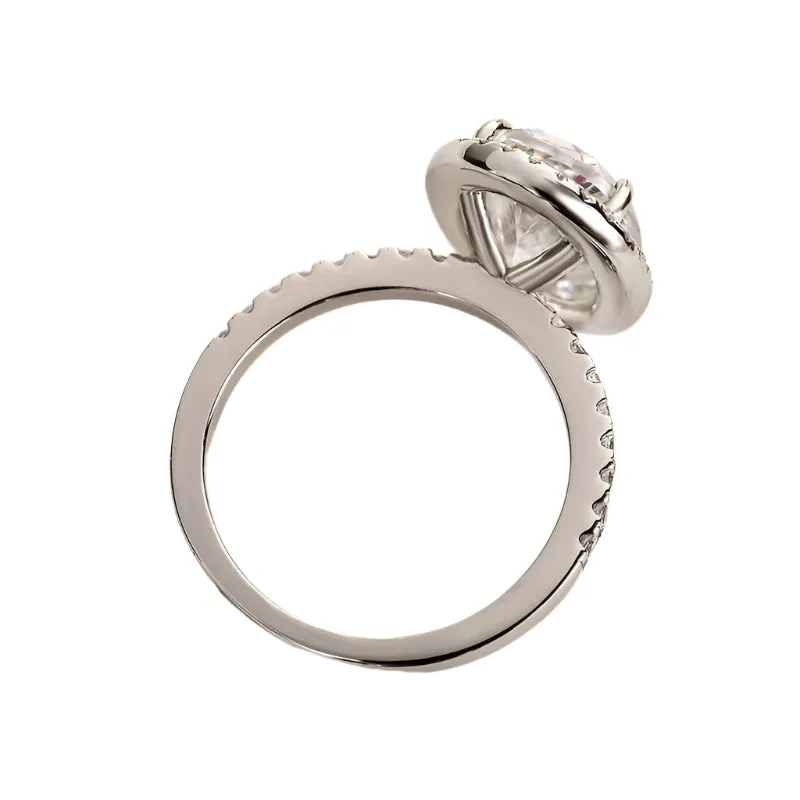 White Gold Halo Oval Cut Diamond Engagement Ring