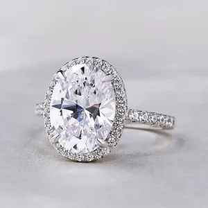 White Gold Halo Oval Cut Diamond Engagement Ring