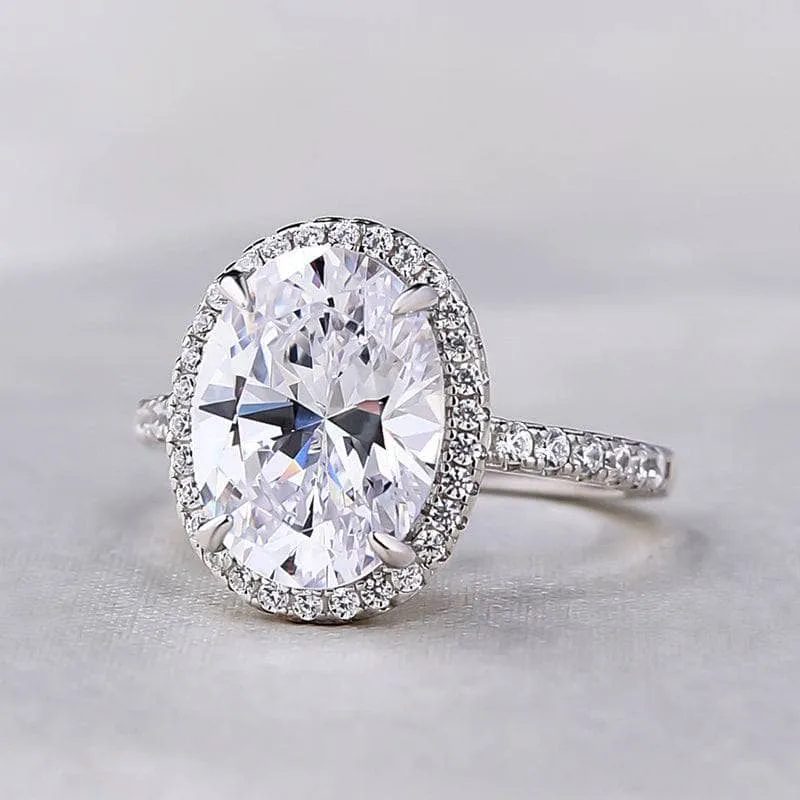 White Gold Halo Oval Cut Diamond Engagement Ring