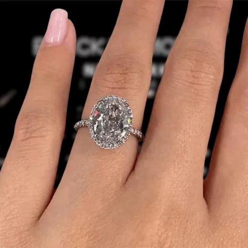 White Gold Halo Oval Cut Diamond Engagement Ring