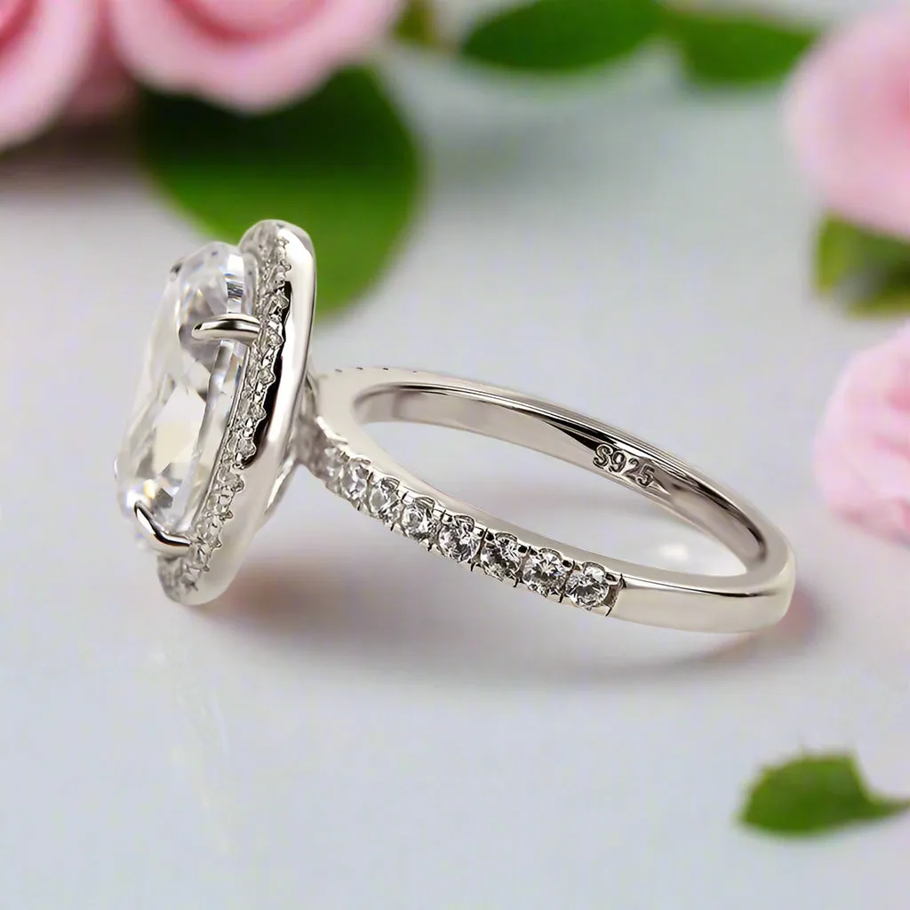 White Gold Halo Oval Cut Diamond Engagement Ring