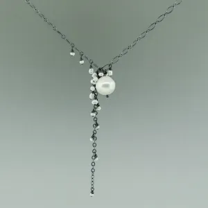 White on Grey, Pearl Cascade Necklace