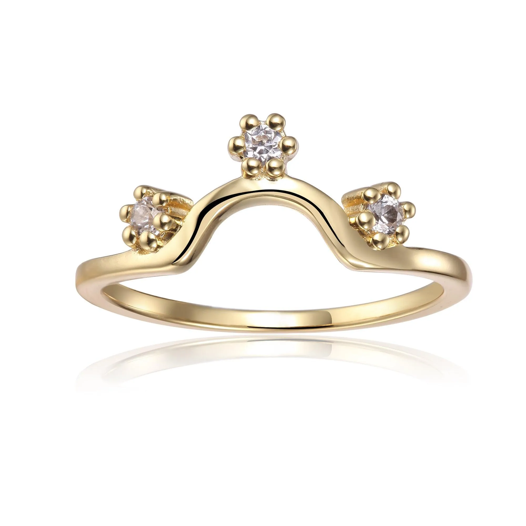 White Sapphire Curved Wedding Band