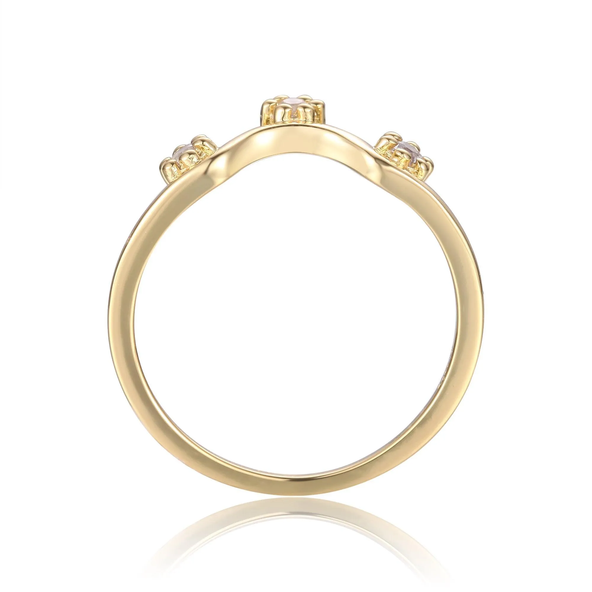 White Sapphire Curved Wedding Band