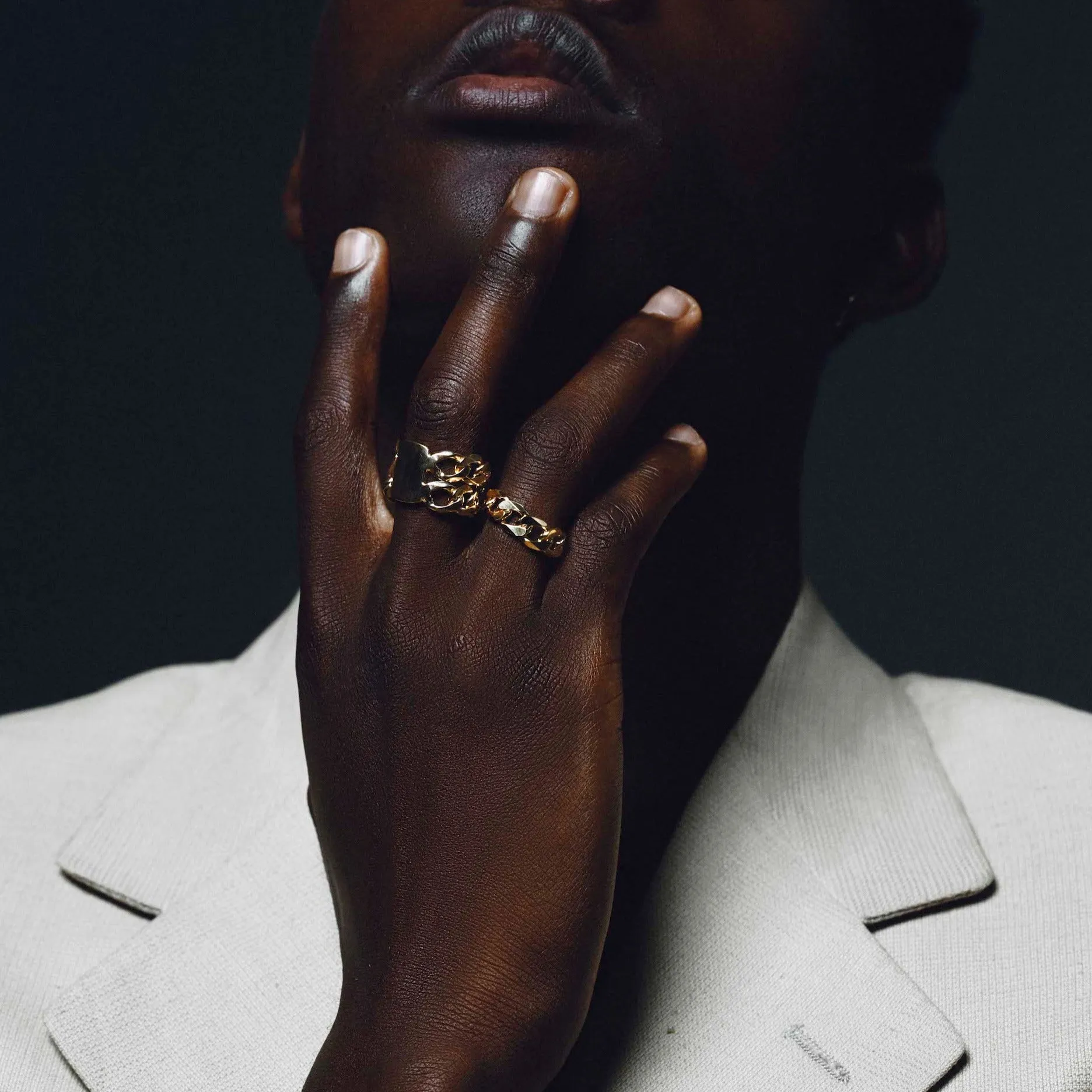 WIDE CHAIN RING gold plated