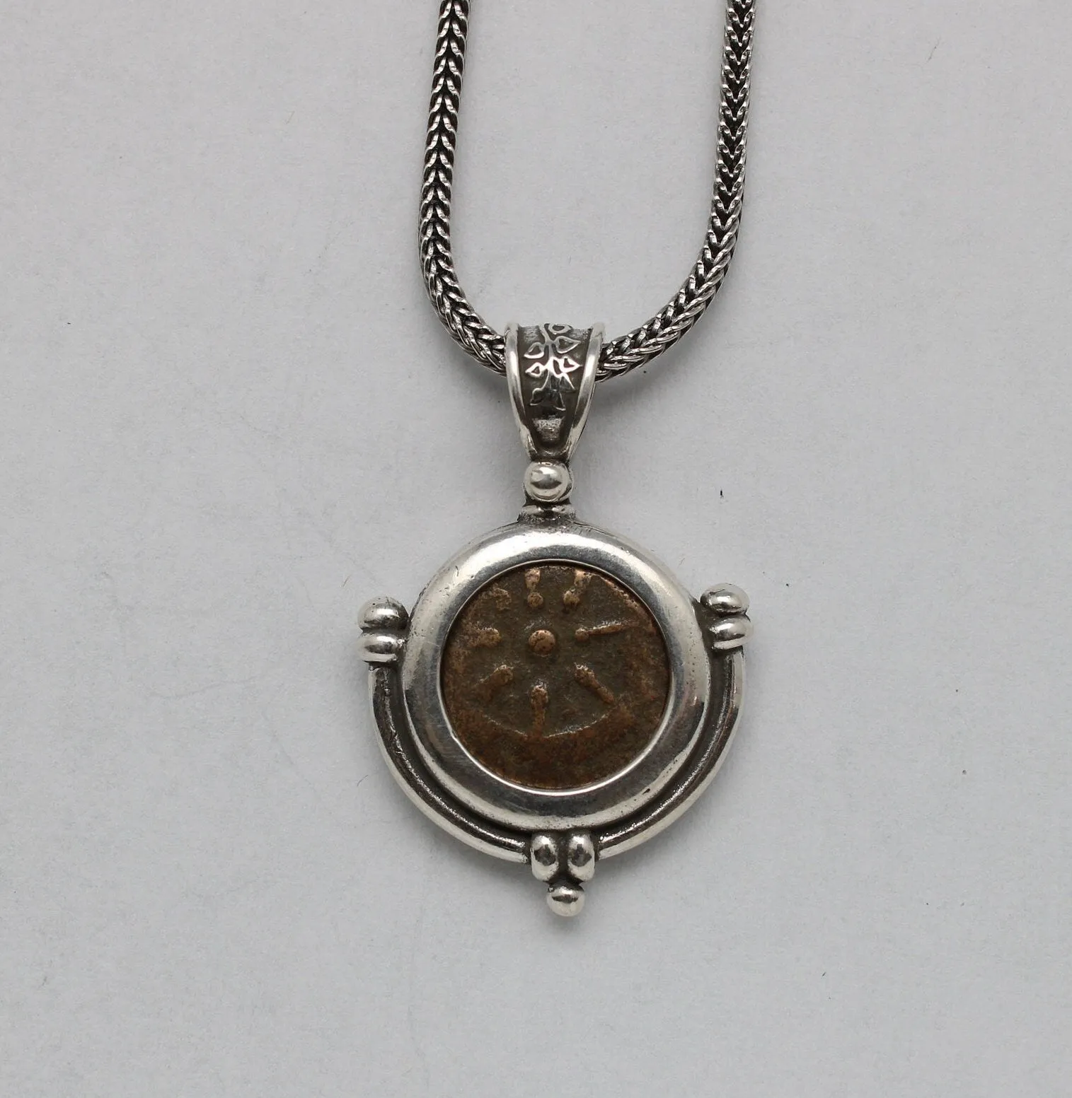 Widows Mite Prutah Coin, Silver Pendant, 00202