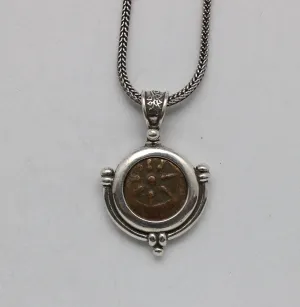 Widows Mite Prutah Coin, Silver Pendant, 00202