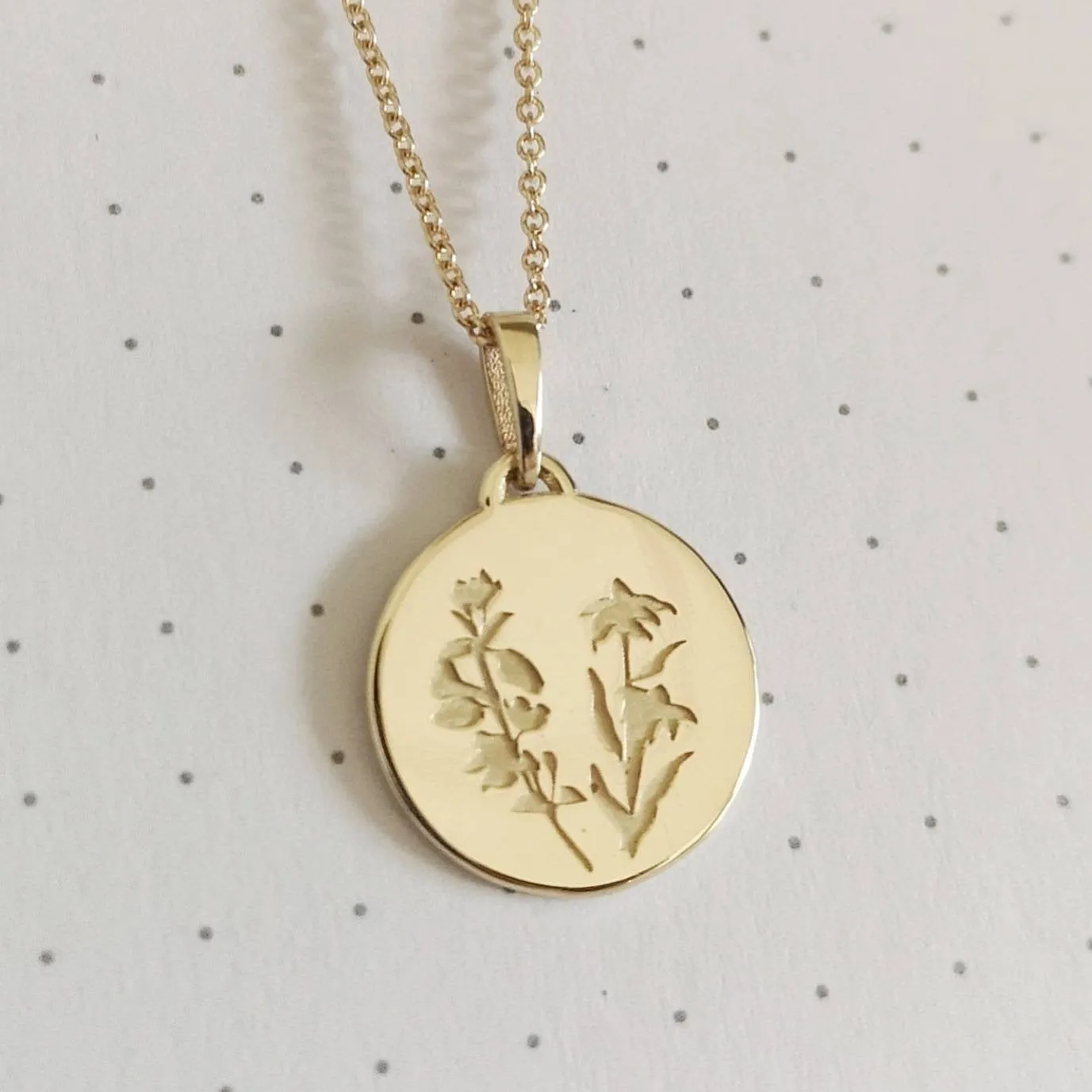 Wildflowers Necklace, 14k gold flower necklace, unique personalized pendant