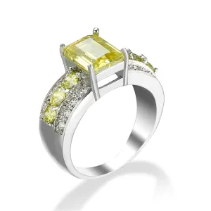 Yellow Cubic Zirconia & Crystal Ring