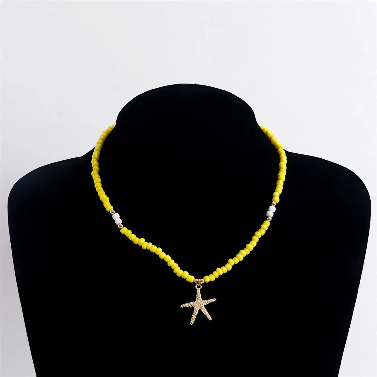 Yellow Howlite & 18K Gold-Plated Starfish Pendant Necklace