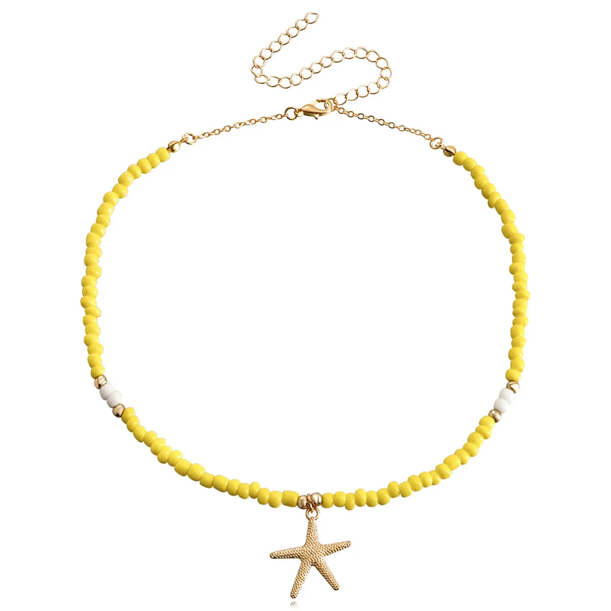Yellow Howlite & 18K Gold-Plated Starfish Pendant Necklace