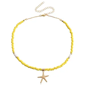 Yellow Howlite & 18K Gold-Plated Starfish Pendant Necklace