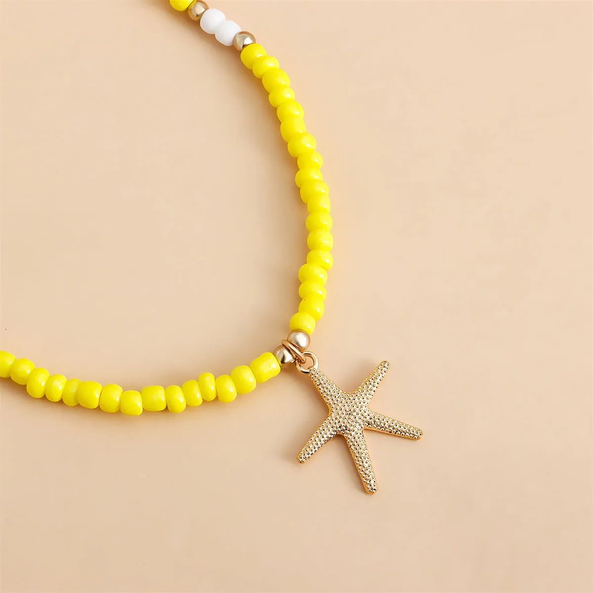 Yellow Howlite & 18K Gold-Plated Starfish Pendant Necklace
